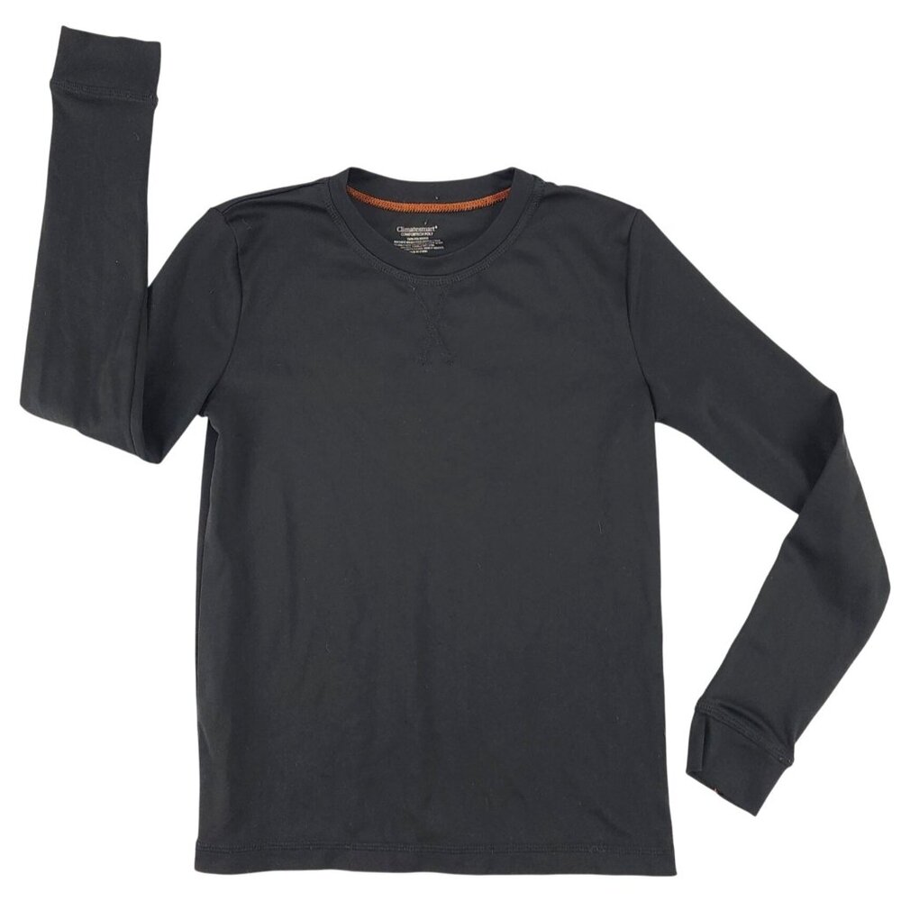 Boy's ClimateSmart Black Base Layer Shirt Large Thumb Holes Comfort Tech